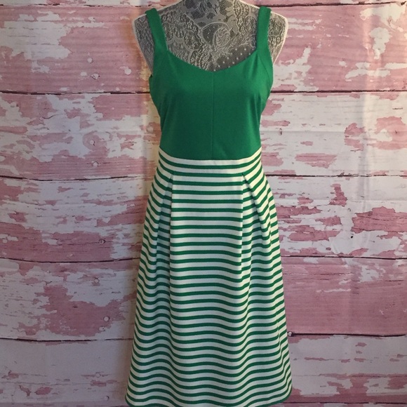 Brand “C” Dresses & Skirts - C~Green & White Dress~Size Medium~Fully Lined~NWT!